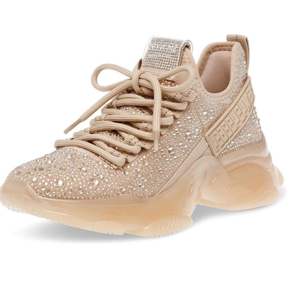 NWOT Steve Madden MAXIMA Women's Blush Sneakers 7.5 | *BLUSH* Rhinestone